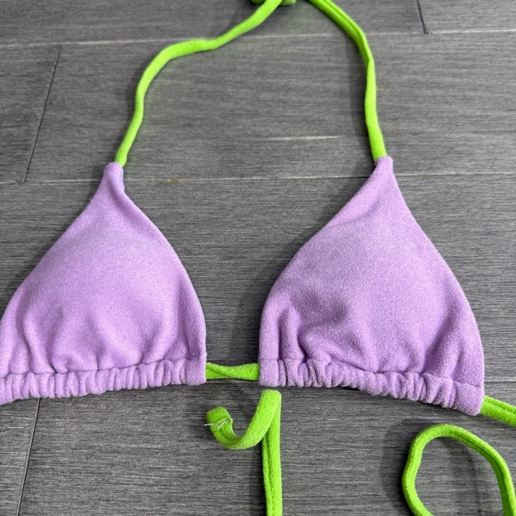 NWOT Beach Bunny Peyton Triangle Bikini Top by Summer Haus In Lavender & Green S - Picture 10 of 11
